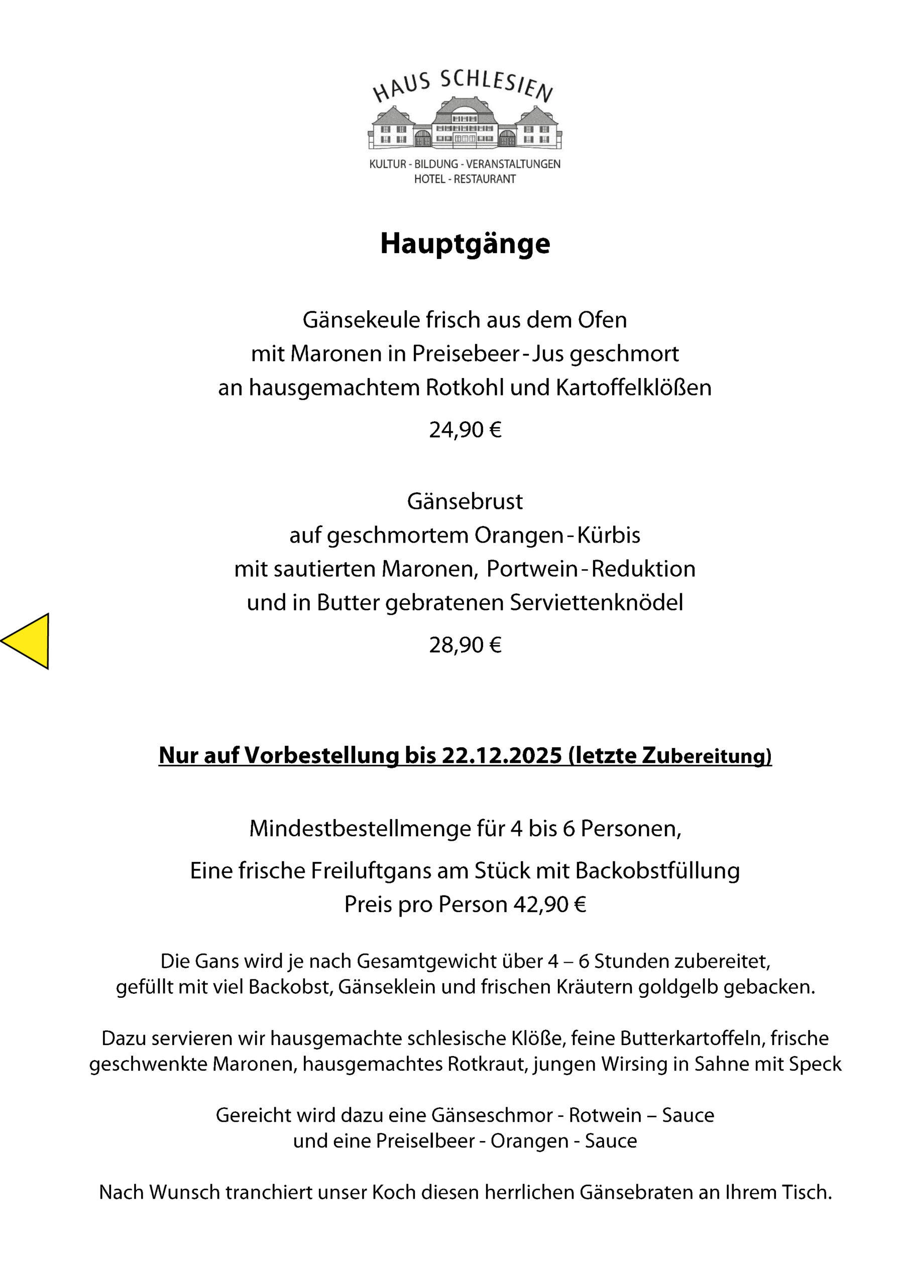 Speisekarte Juni 20252